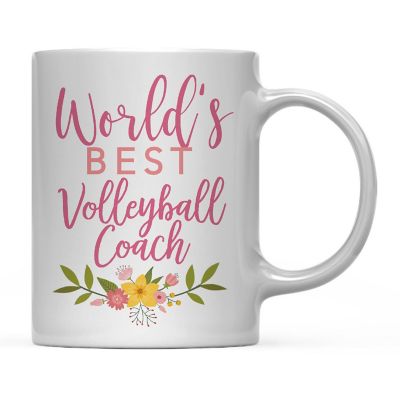 Floral Best Volleyball Coach Ceramic Mug Image 2