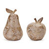 Floral Etched Pear And Apple Decor (Set Of 2) 5.5"H, 7.75"H Resin Image 1