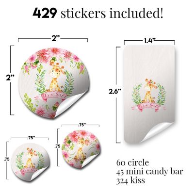 Floral Giraffe Pink Sticker Bundle 429pc. by AmandaCreation Image 1