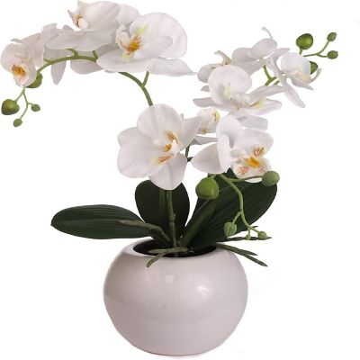 Floral Home 16.5" White Ceramic Vase 1pc Image 1