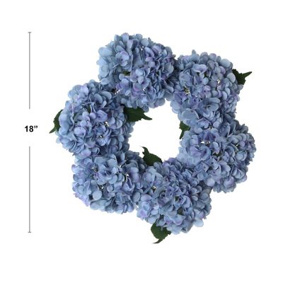 Floral Home Blue 18" Hydrangea Wreath 1pc Image 1