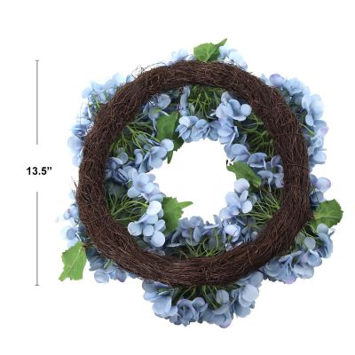 Floral Home Blue 18" Hydrangea Wreath 1pc Image 2