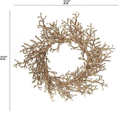 Floral Home Gold 22" Xmas Wreath 1pc Image 1