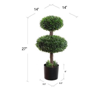 Floral Home Green 14" Boxwood Double Topiary 1pc Image 1