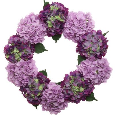 Floral Home Magenta and Pink 24" Hydrangea Wreath 1pc Image 1