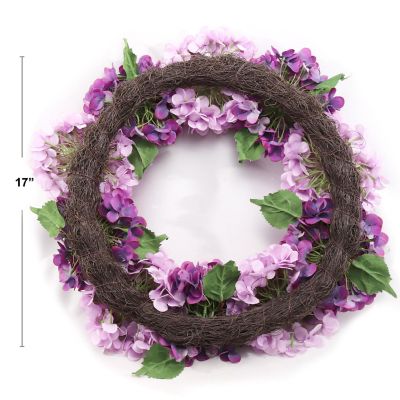 Floral Home Magenta and Pink 24" Hydrangea Wreath 1pc Image 1