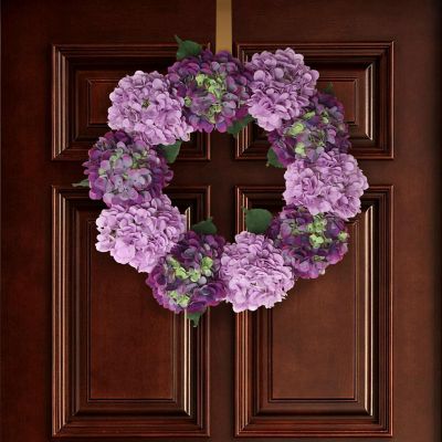 Floral Home Magenta and Pink 24" Hydrangea Wreath 1pc Image 2
