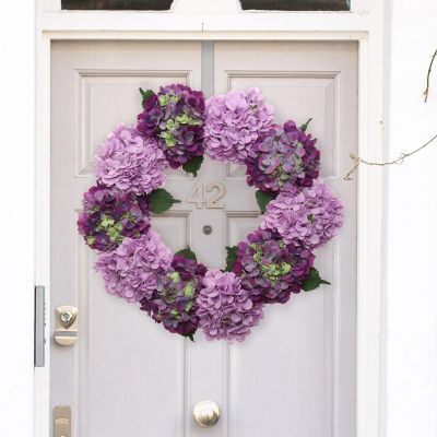 Floral Home Magenta and Pink 24" Hydrangea Wreath 1pc Image 3