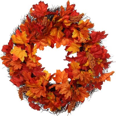 Floral Home Maple 20" Fall Leaf Wreath Maple 1pc Image 1