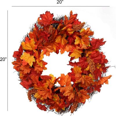 Floral Home Maple 20" Fall Leaf Wreath Maple 1pc Image 2