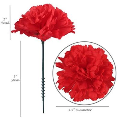 Floral Home Red 7" Silk Carnation Picks 100pcs Image 1