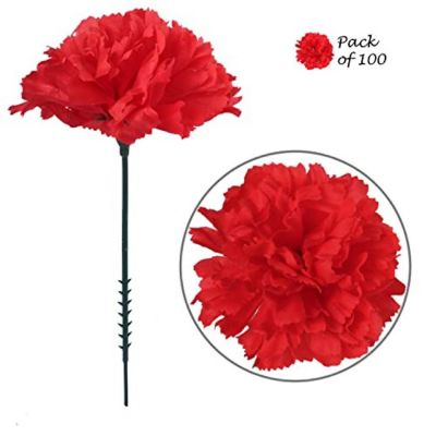 Floral Home Red 7" Silk Carnation Picks 100pcs Image 2