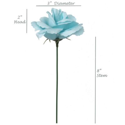 Floral Home Sky Blue 8" Artificial Rose Picks 50pcs Image 1