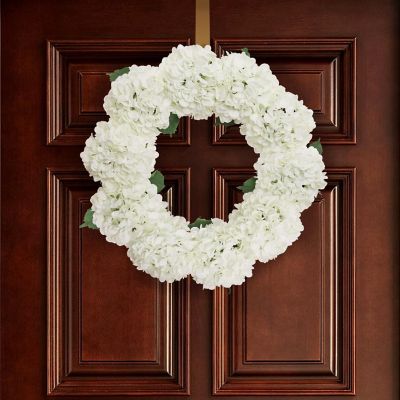 Floral Home White 17" Hydrangea Wreath 1pc Image 2