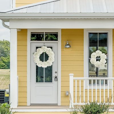 Floral Home White 17" Hydrangea Wreath 1pc Image 3
