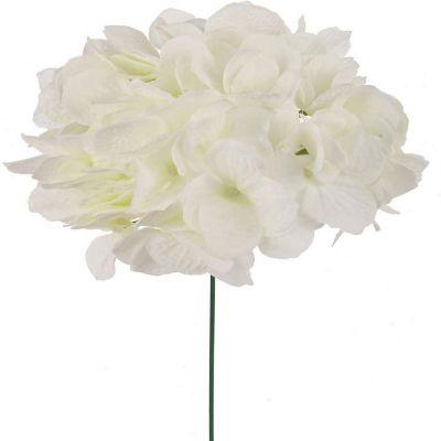 Floral Home White 7" Hydrangea Heads 10pcs Image 1