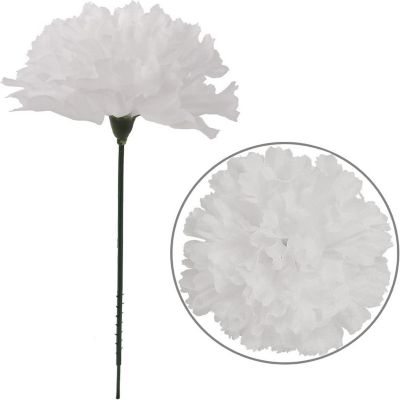 Floral Home White 7" Silk Carnation Picks 100pcs Image 1