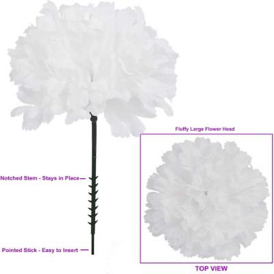 Floral Home White 7" Silk Carnation Picks 100pcs Image 2