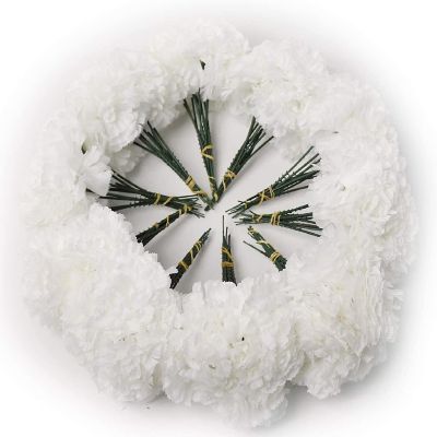 Floral Home White 7" Silk Carnation Picks 100pcs Image 3