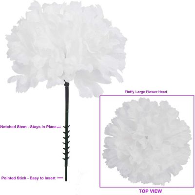 Floral Home White 7" Silk Carnation Picks 200pcs Image 2