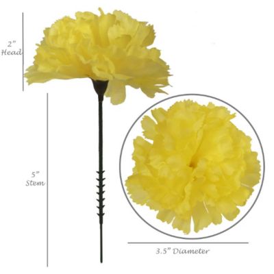 Floral Home Yellow 3.5" Flowers D Carnations 30pcs Image 1
