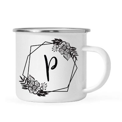 Floral Monogram P 11oz Campfire Mug Image 1