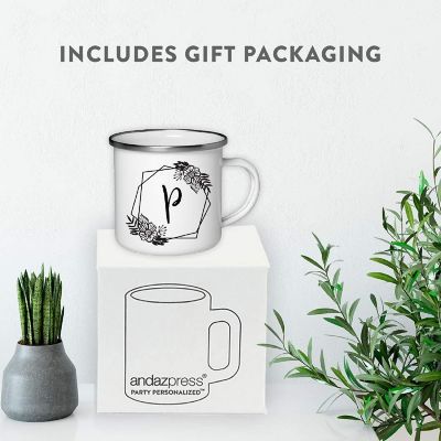 Floral Monogram P 11oz Campfire Mug Image 3