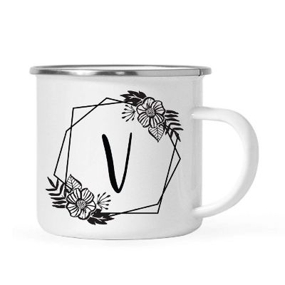 Floral Monogram V 11oz Campfire Mug Image 1