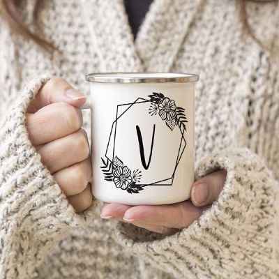 Floral Monogram V 11oz Campfire Mug Image 2