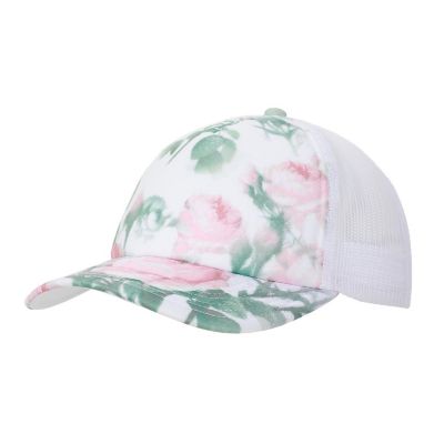 Floral Rose Print White Foam Trucker Hat Image 1