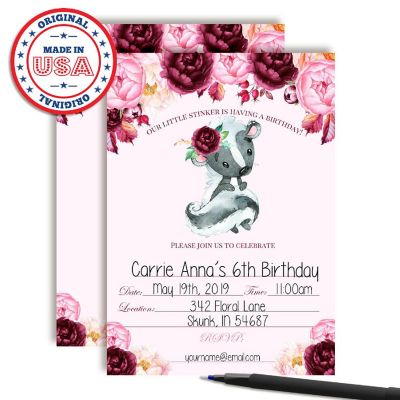 Floral Skunk Invitations 40pc. by AmandaCreation Image 1