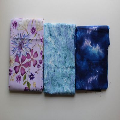 Flowers and Blue Fabric Bundle,Last of the Best 2 Yds 15 inches Image 1