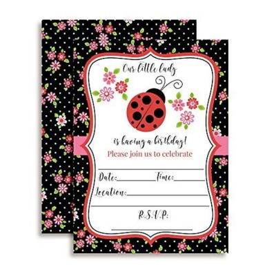 Flowers &amp; Ladybugs Invitations 40pc. by AmandaCreation Image 1
