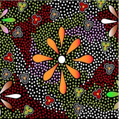 Flowers in the Desert Black Australian Aboriginal Cotton Fabric M  S Textiles Image 1