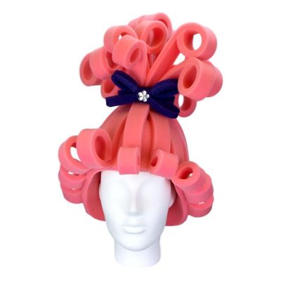 Foam Party Hats Pink Wig - Photo Booth Prop - Party Favors -Halloween - Crazy Hat Day Image 1