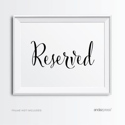 Formal Black White Reserved Sign 8.5x11 Image 1