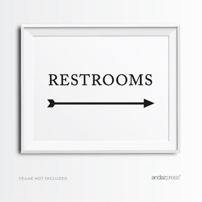 Formal Black White Restroom Sign 8.5x11 Image 1