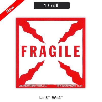 Fragile Glassware And Other Fragile Or Breakable Packages 3&quot; x 4&quot;, Labels Per Roll : 500 Image 1