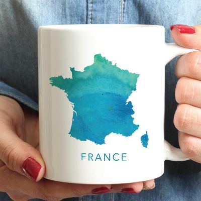France Aqua Blue Water Ceramic Mug Image 1