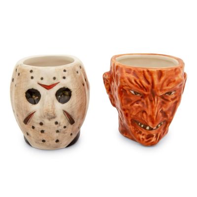Freddy vs. Jason Faces 4-Ounce Sculpted Ceramic Mini Mugs  Set of 2 Image 1