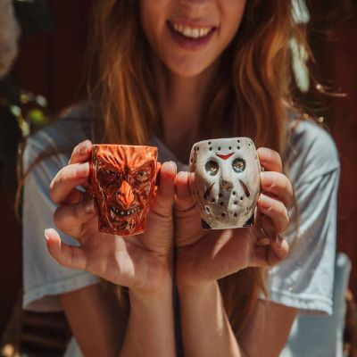 Freddy vs. Jason Faces 4-Ounce Sculpted Ceramic Mini Mugs  Set of 2 Image 1