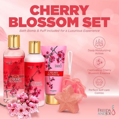 Freida and Joe Cherry Blossom 5-Piece Bath and Body Gift Box Set Image 1