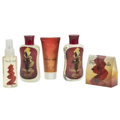 Freida and Joe French Vanilla Fragrance Spa & Skin Care Gift Set in Natural Wood Curio Image 3