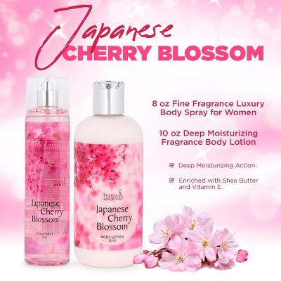 Freida and Joe Japanese Cherry Blossom Fragrance 10oz Body Lotion and 8oz Body Mist Spray Set Image 1