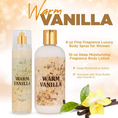 Freida and Joe Warm Vanilla Fragrance 10oz Body Lotion and 8oz Body Mist Spray Set Image 1