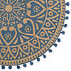 French Blue Block Print On Natural Round Jute Placemat (Set Of 6) Image 1