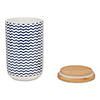 French Blue Chevron Ceramic Treat Canister Image 1