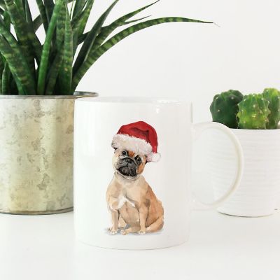 French Bulldog Santa Hat Ceramic Mug Image 1
