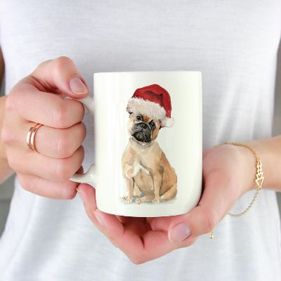 French Bulldog Santa Hat Ceramic Mug Image 1