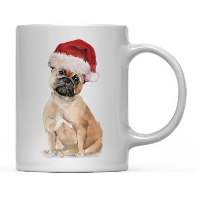 French Bulldog Santa Hat Ceramic Mug Image 2